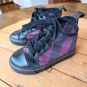 Burberry Purple Plaid High-Top Sneakers - Toddler 7 (24)